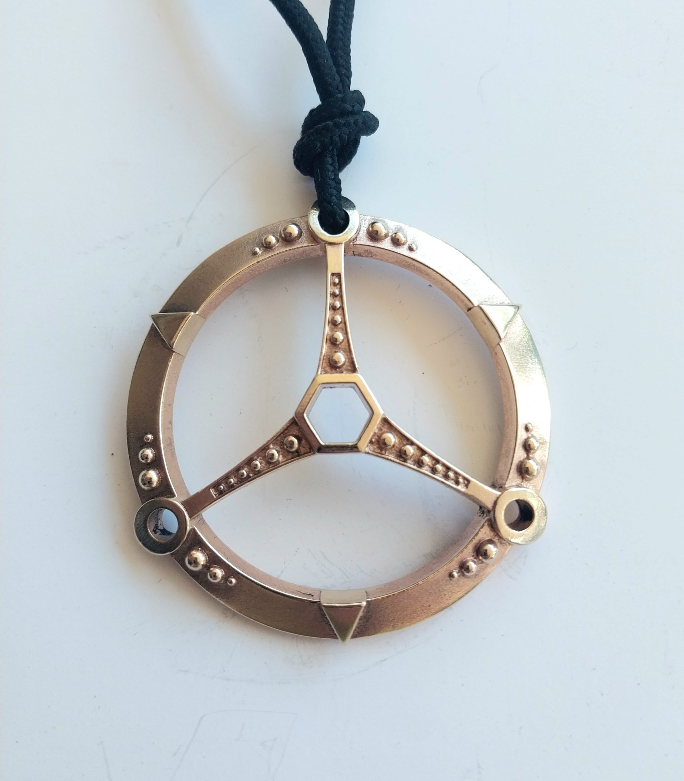 Galactic Protection Tri Hex pendant 55mm Bronze